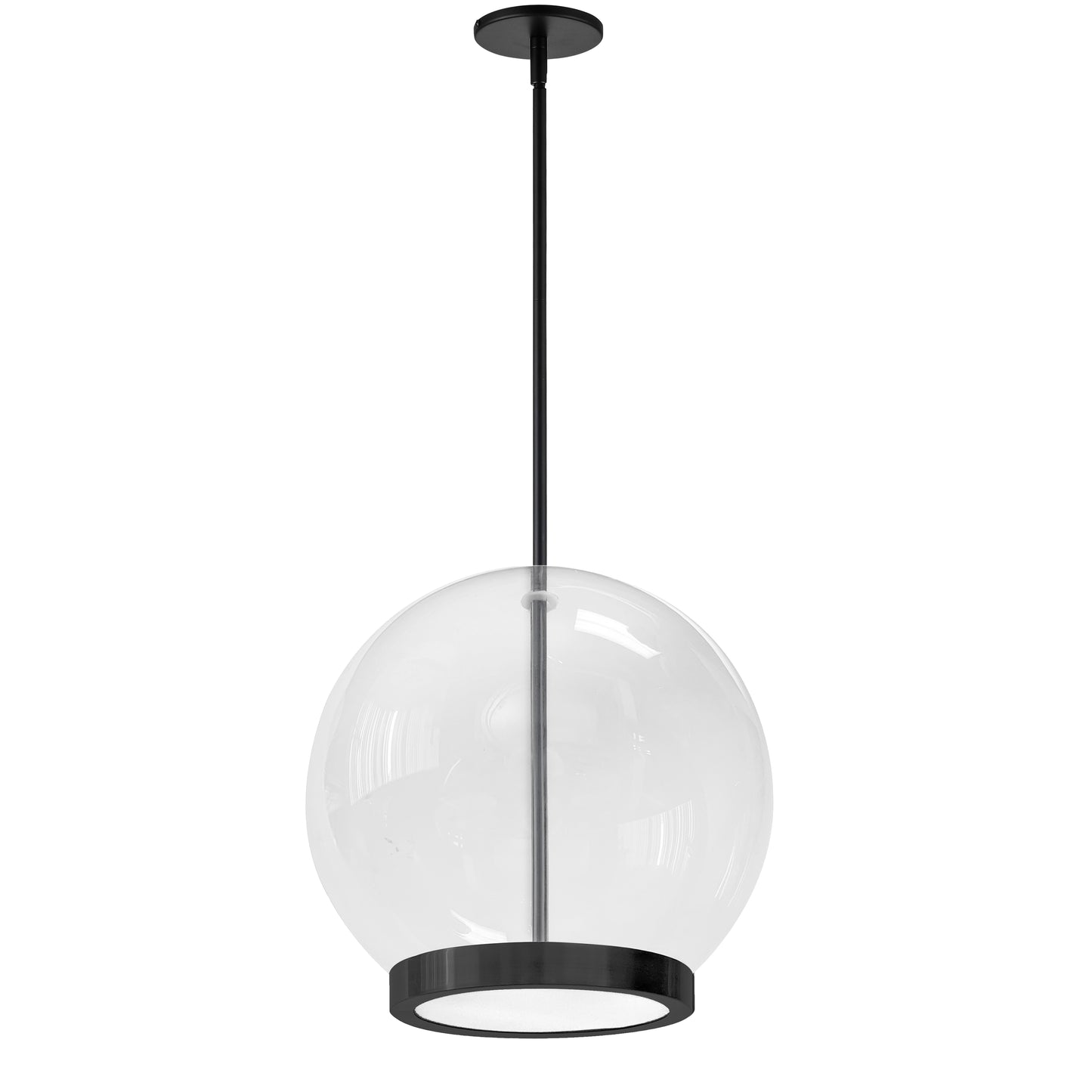 Dainolite 15W Pendant, Matte Black with Clear Glass