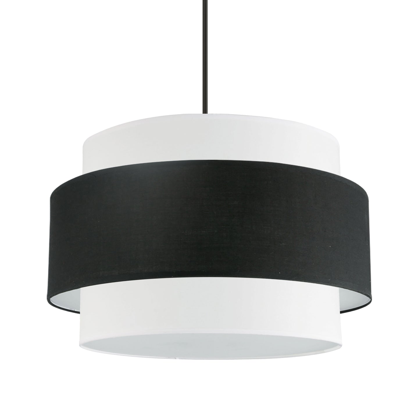 Dainolite 4 Light Incandescent Chandelier, Matte Black with Black / White Shade