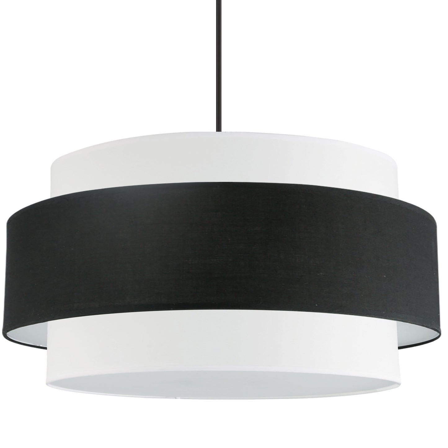 Dainolite 4 Light Incandescent Chandelier, Matte Black with Black / White Shade