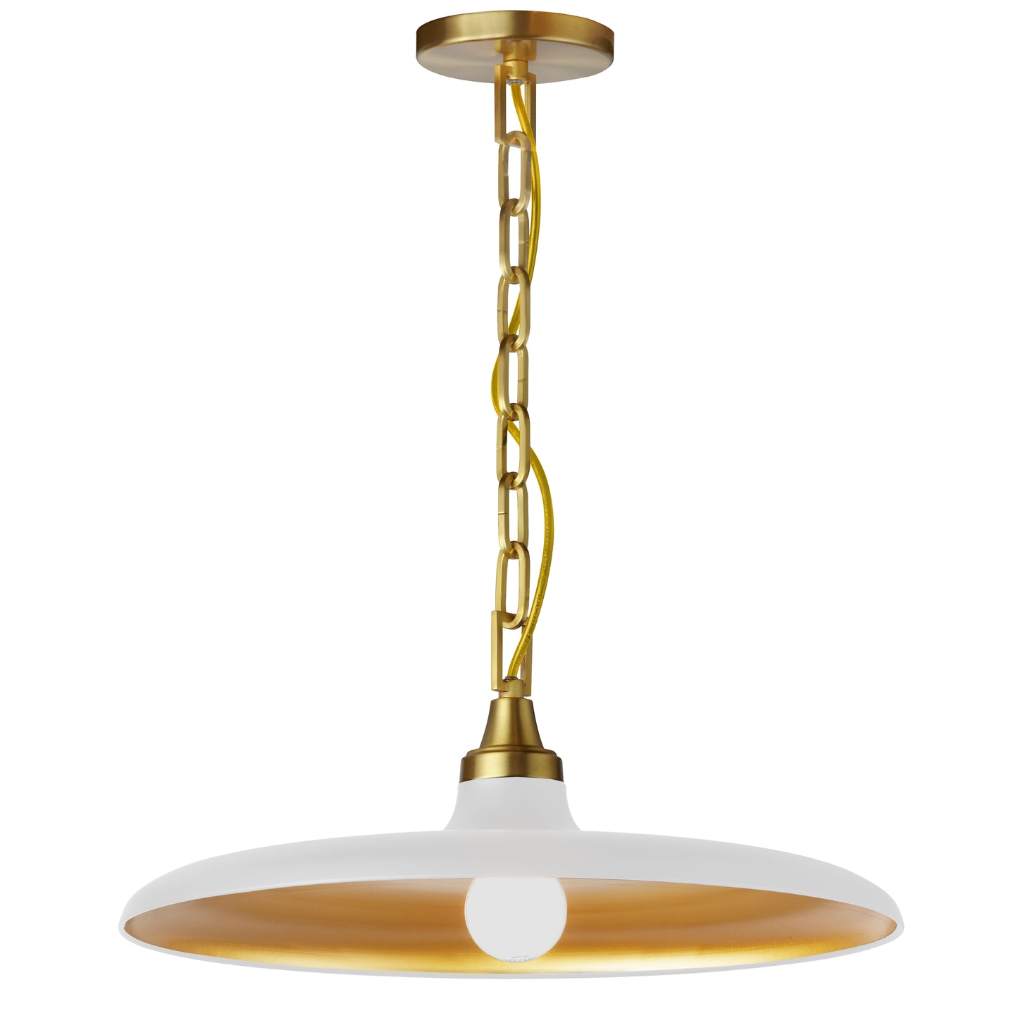 Dainolite 1 Light Incandescent Pendant Aged Brass with Matte White & Gold Shade