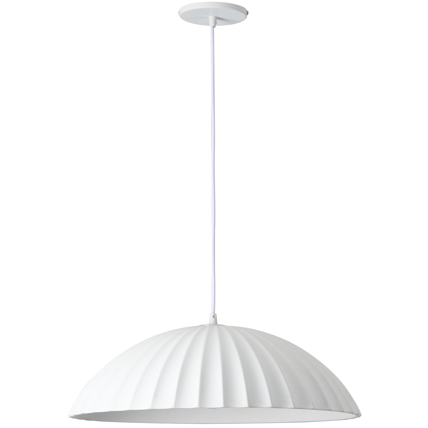 Dainolite 1 Light Ribbed Dome Pendant, Matte White