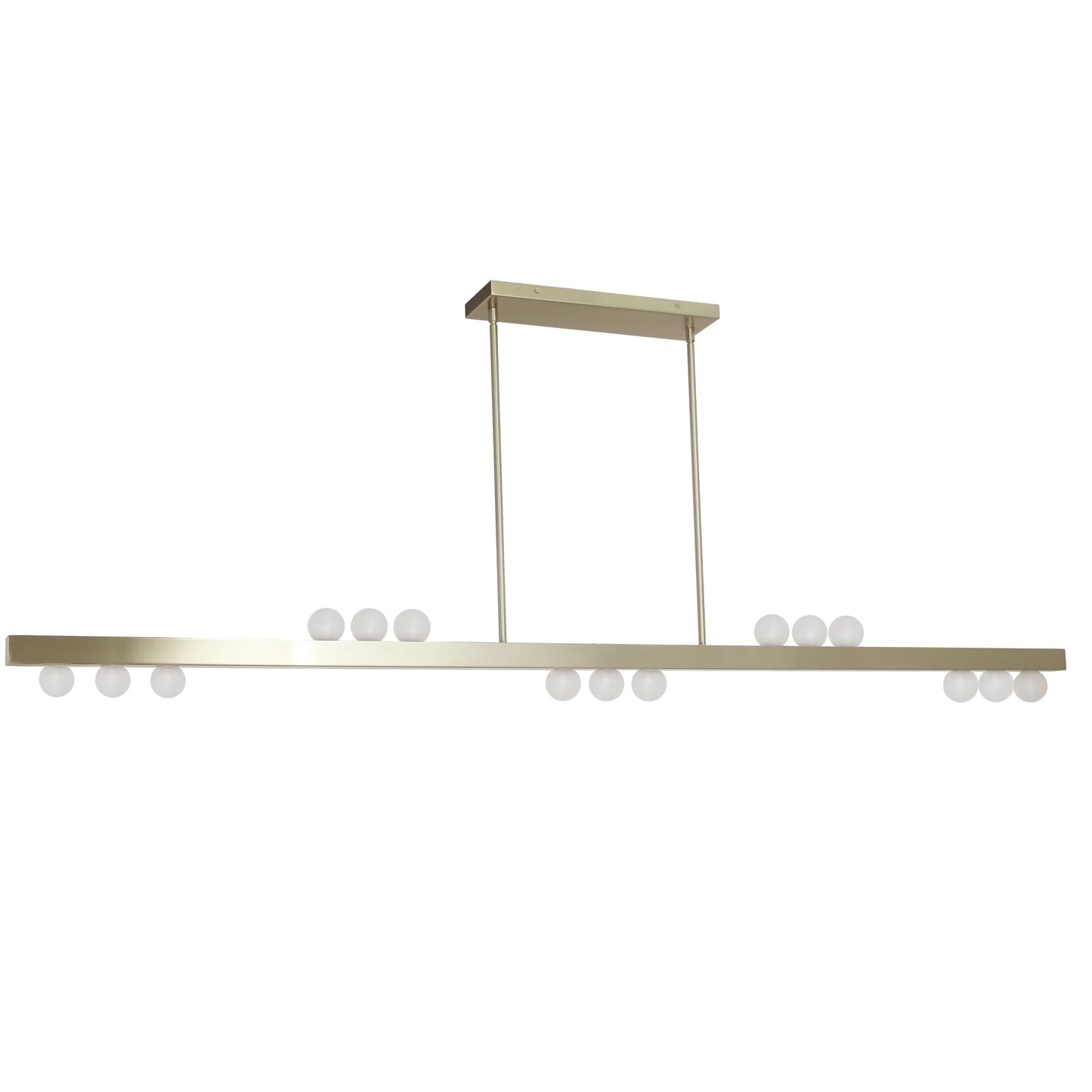Dainolite 15 Light Horizontal Pendant in Aged Brass w/ Frosted Glass