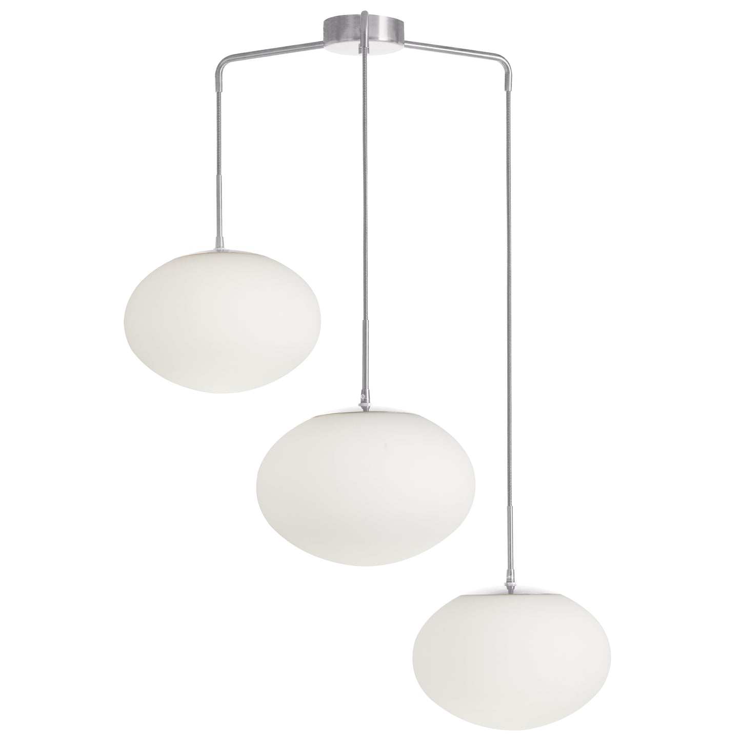 Dainolite 3 Light Pendant in Polished Chrome w/ White Opal Glass
