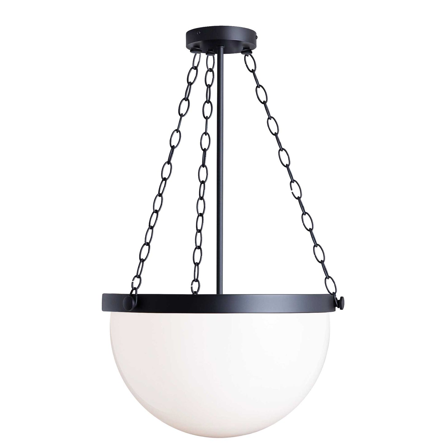 Dainolite 1 Light Incandescent Rhonda Pendant Matte Black w/ White Glass