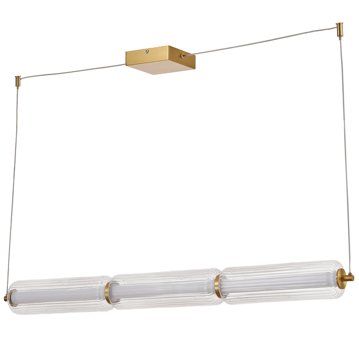 Dainolite 30W LED Horizontal Pendant, Aged Brass with Clear Fluted Glass