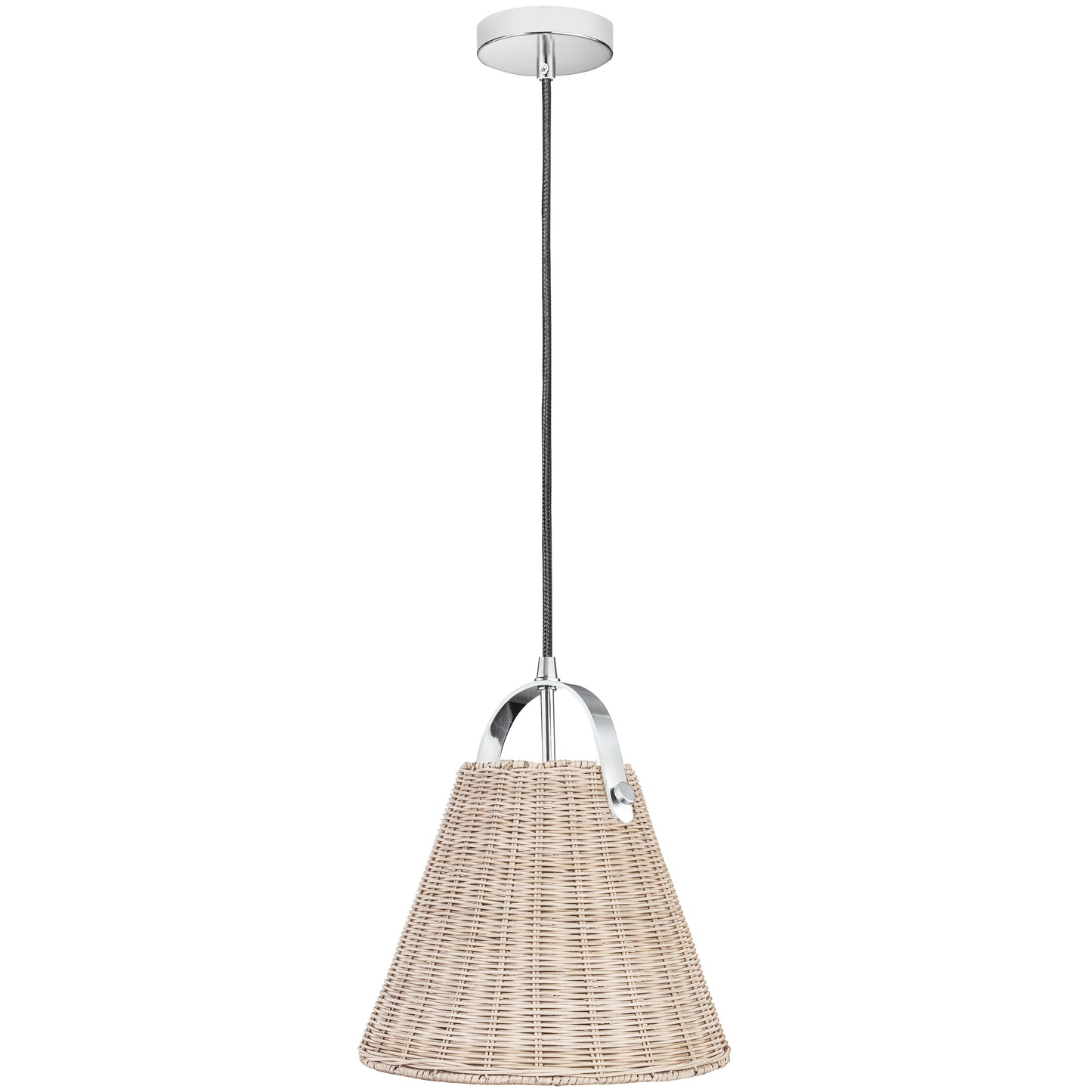 Dainolite 1 Light Incandescent Pendant Polished Chrome with Wicker Shade