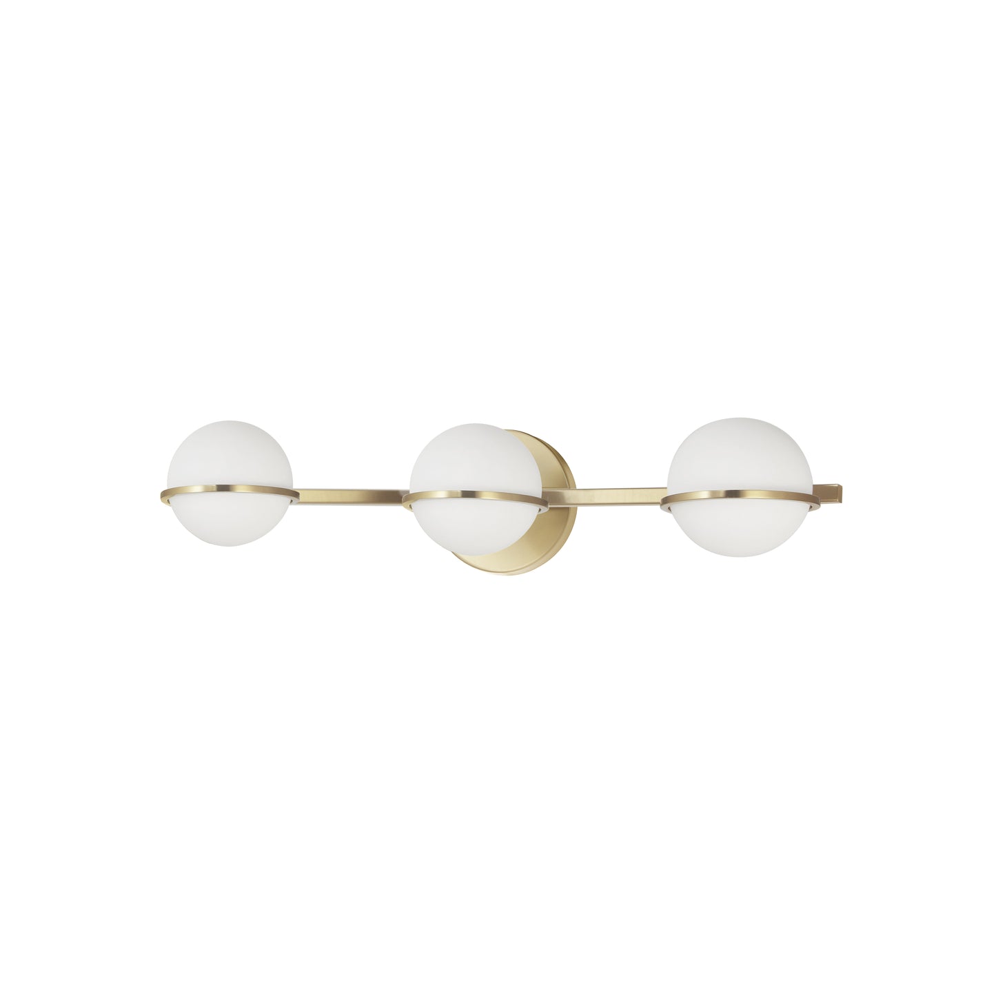 Dainolite 3 Light Halogen Vanity, Aged Brass with White Opal Glass