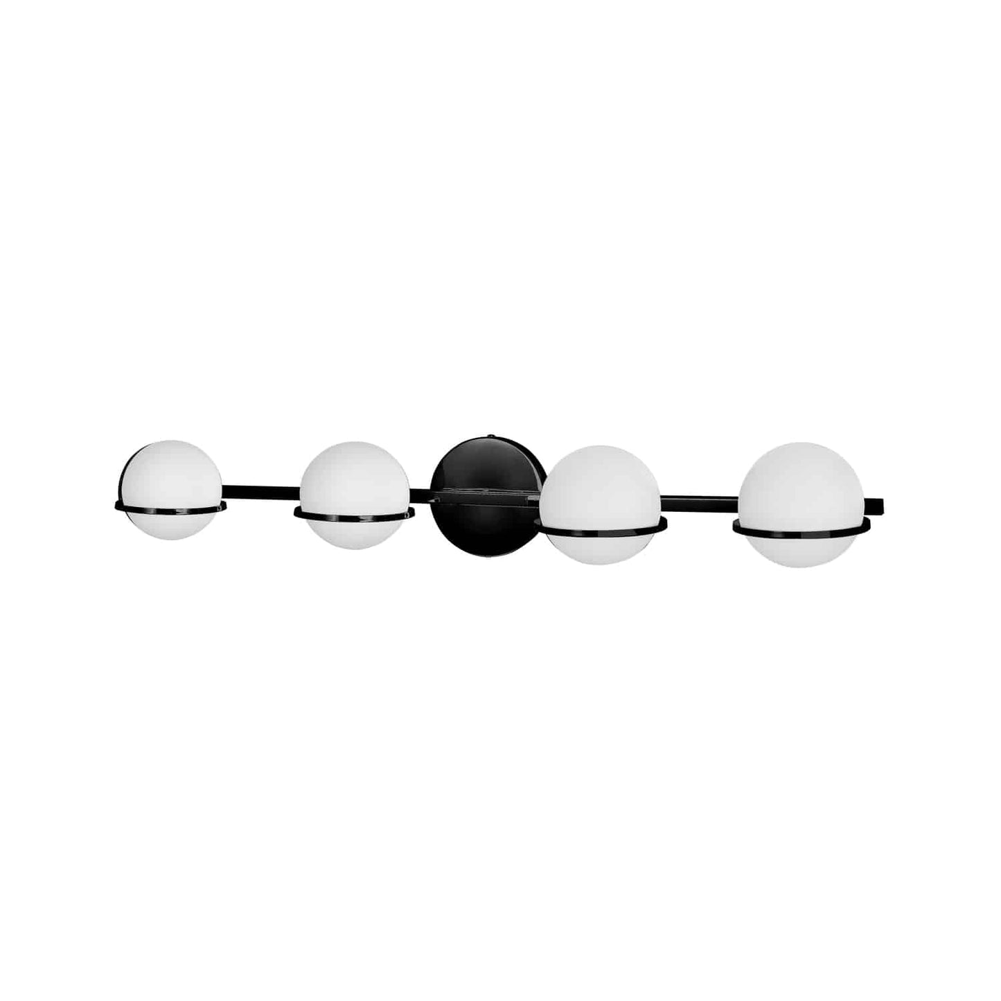 Dainolite 4 Light Halogen Vanity Matte Black Finish with White Glass