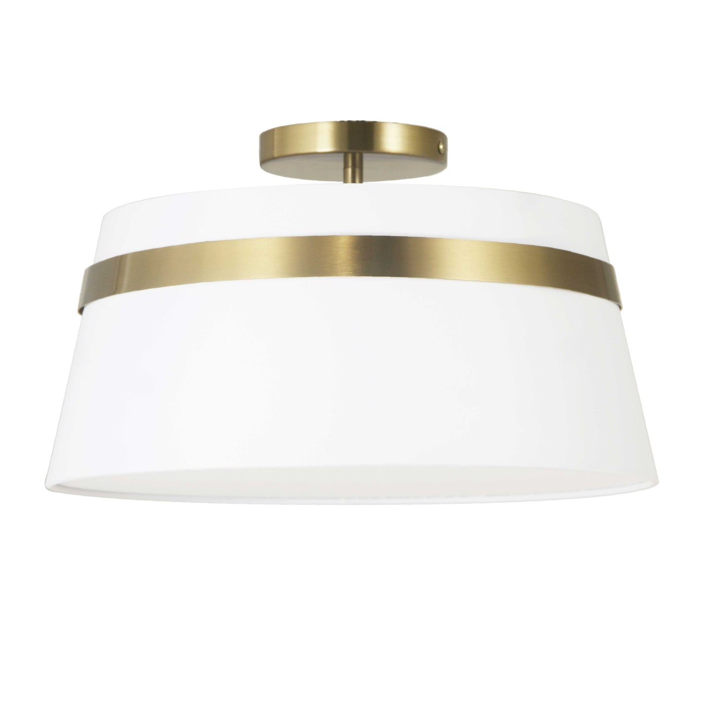 Dainolite SYM-153SF-AGB-WH 3 Light Incandescent Aged Brass Semi-Flush Mount w/ White Shade