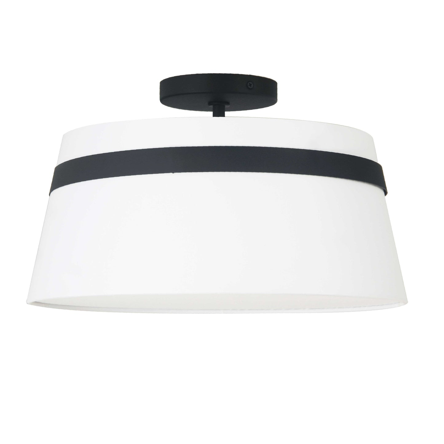 Dainolite 3 Light Incandescent Matte Black Semi-Flush Mount w/ White Shade