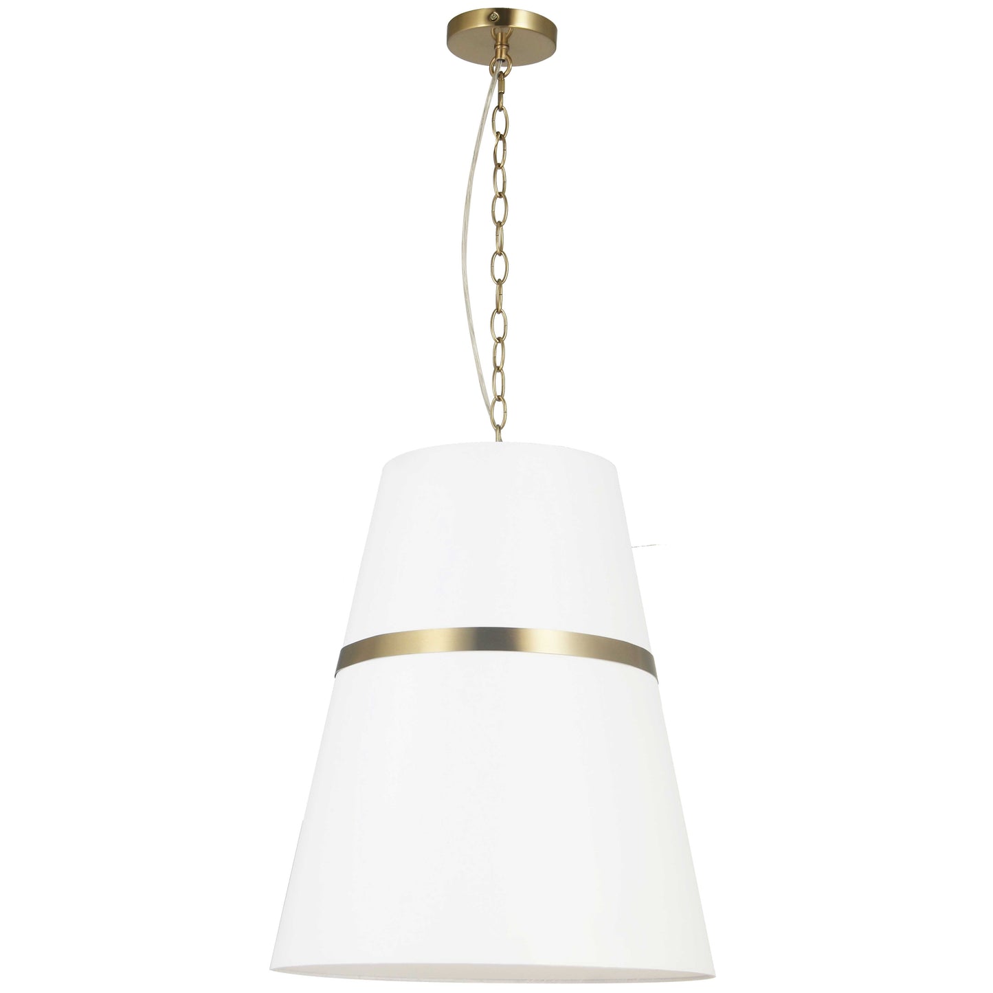 Dainolite SYM-183P-AGB-WH 3 Light Incandescent Aged Brass Pendant w/ White Shade