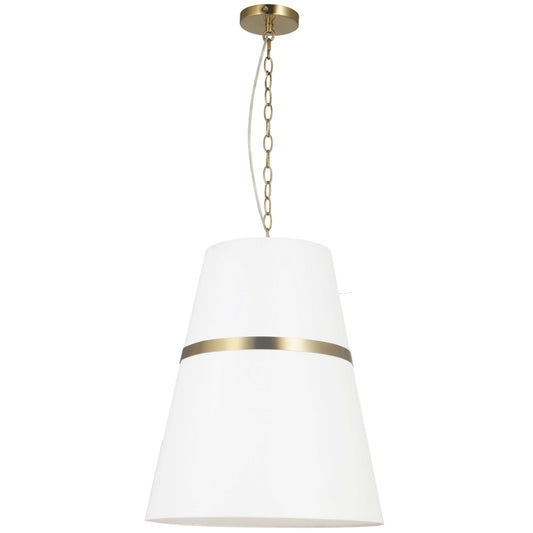 Dainolite SYM-183P-AGB-WH 3 Light Incandescent Aged Brass Pendant w/ White Shade