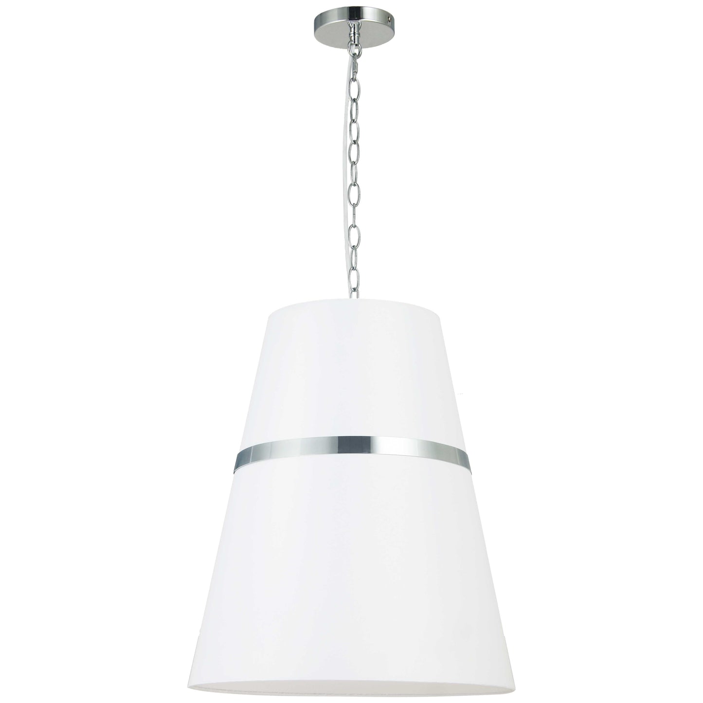 Dainolite SYM-183P-PC-WH 3 Light Incandescent Polished Chrome Pendant w/ White Shade