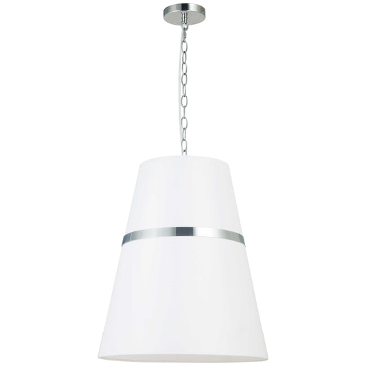 Dainolite SYM-183P-PC-WH 3 Light Incandescent Polished Chrome Pendant w/ White Shade