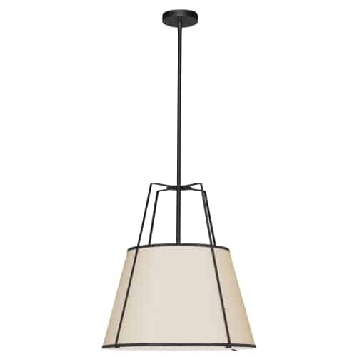 Dainolite TRA-1P-BK-CRM 1 Light Trapezoid Pendant Black/Cream Shade w/ White Fabric Diffuser