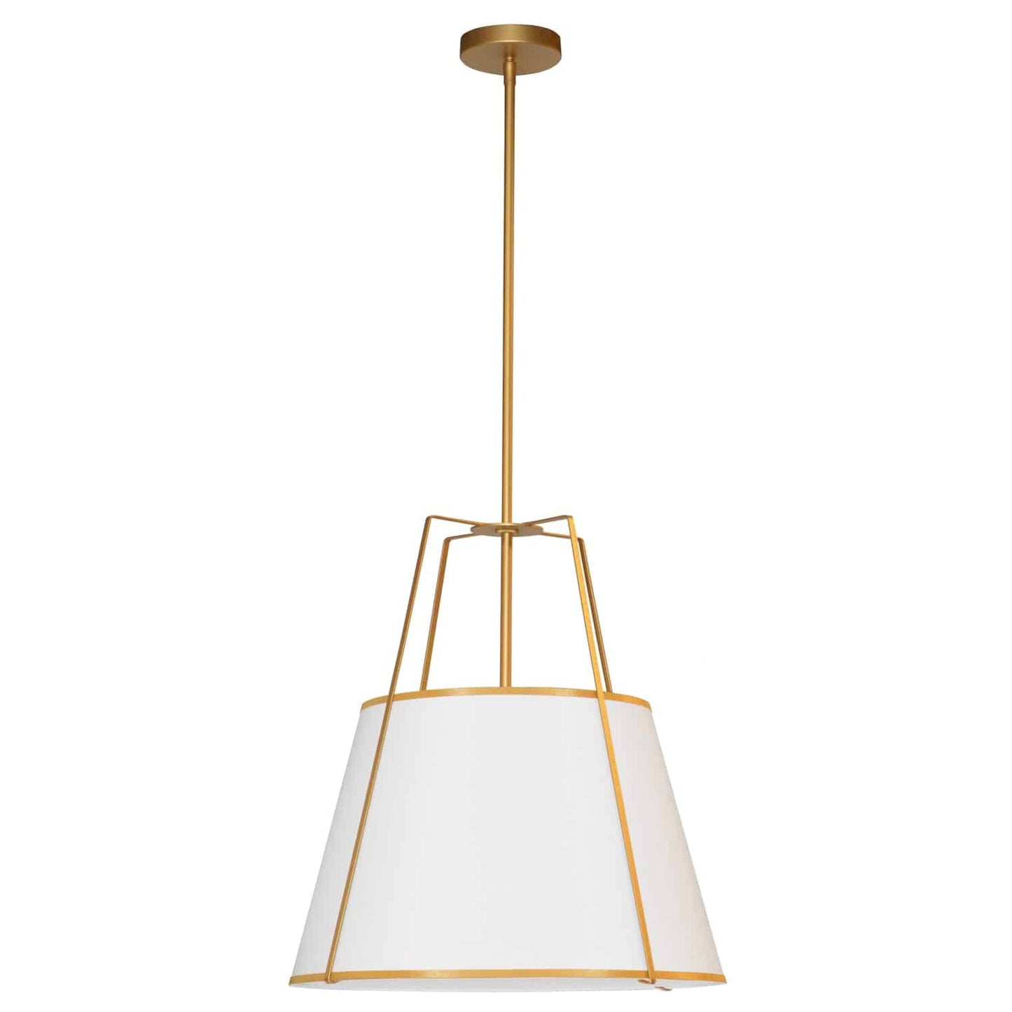 Dainolite 1 Light Trapezoid Pendant Gold frame and White Shade w/ 790 Diffuser