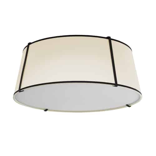 Dainolite 4 Light Trapezoid Flushmount Black/Cream Shade w/ White Fabric Diffuser