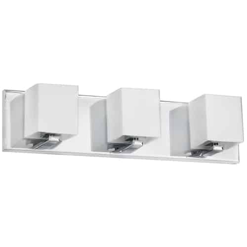 Dainolite V1230-3W-PC 3 Light Vanity, Polished Chrome, Frosted White Glass