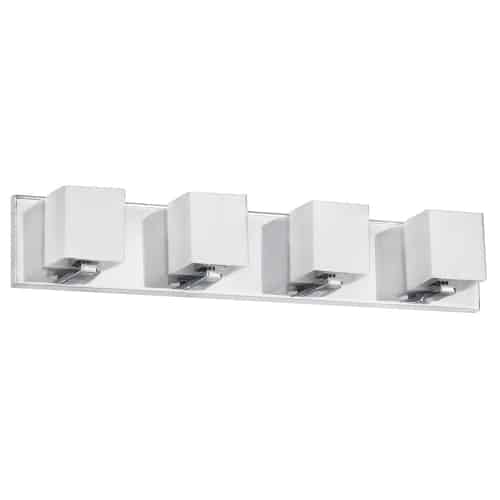 Dainolite V1230-4W-PC 4 Light Vanity, Polished Chrome, Frosted White Glass