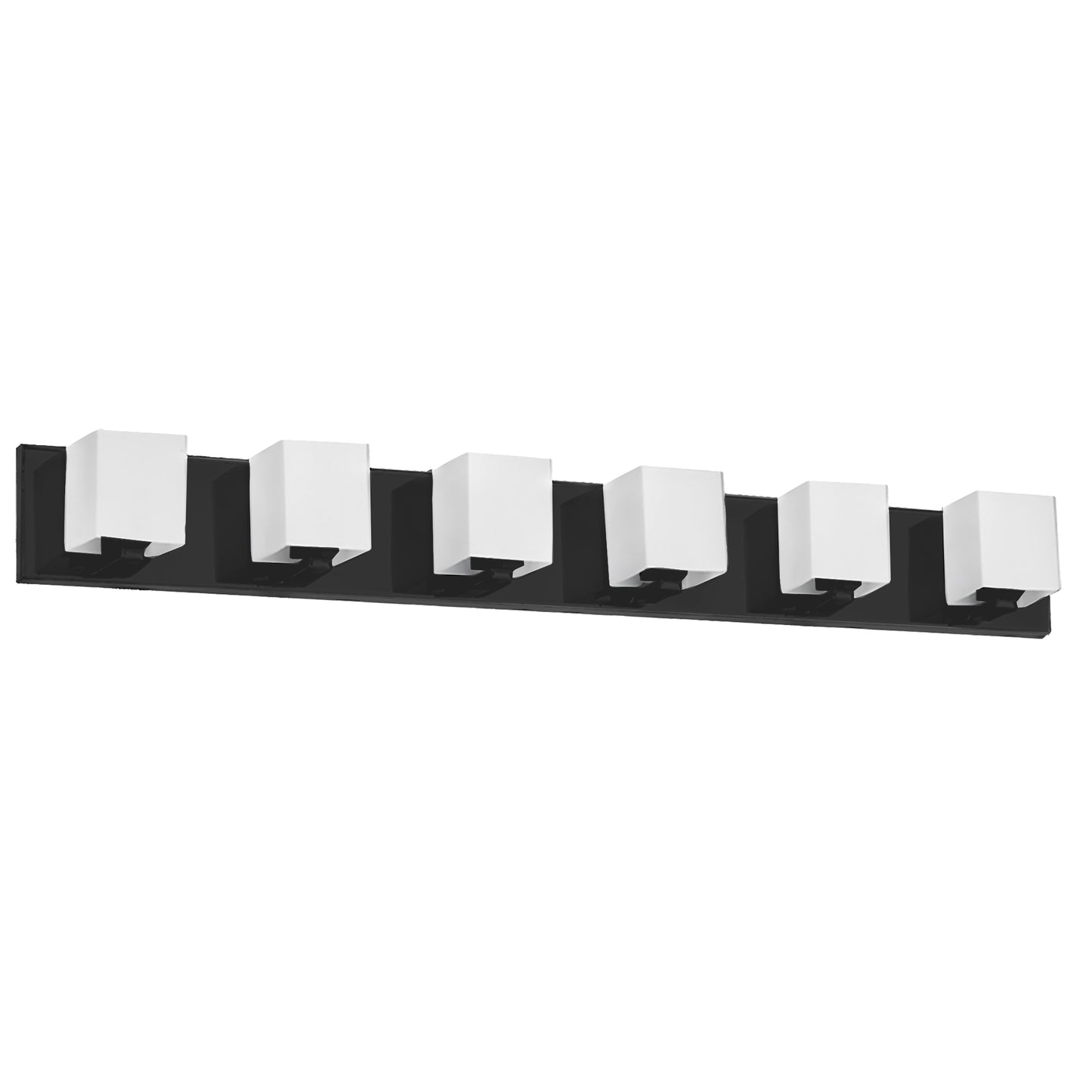 Dainolite V1230-6W-MB 6 Light Halogen Vanity, Matte Black with White Glass