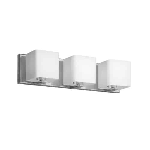 Dainolite V1233-3W-PC 3 Light Vanity, Polished Chrome, Frosted White Glass Shade