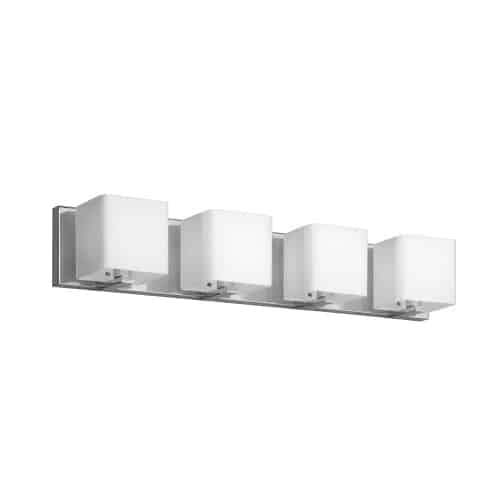 Dainolite V1233-4W-PC 4 Light Vanity, Polished Chrome, Frosted White Glass Shade
