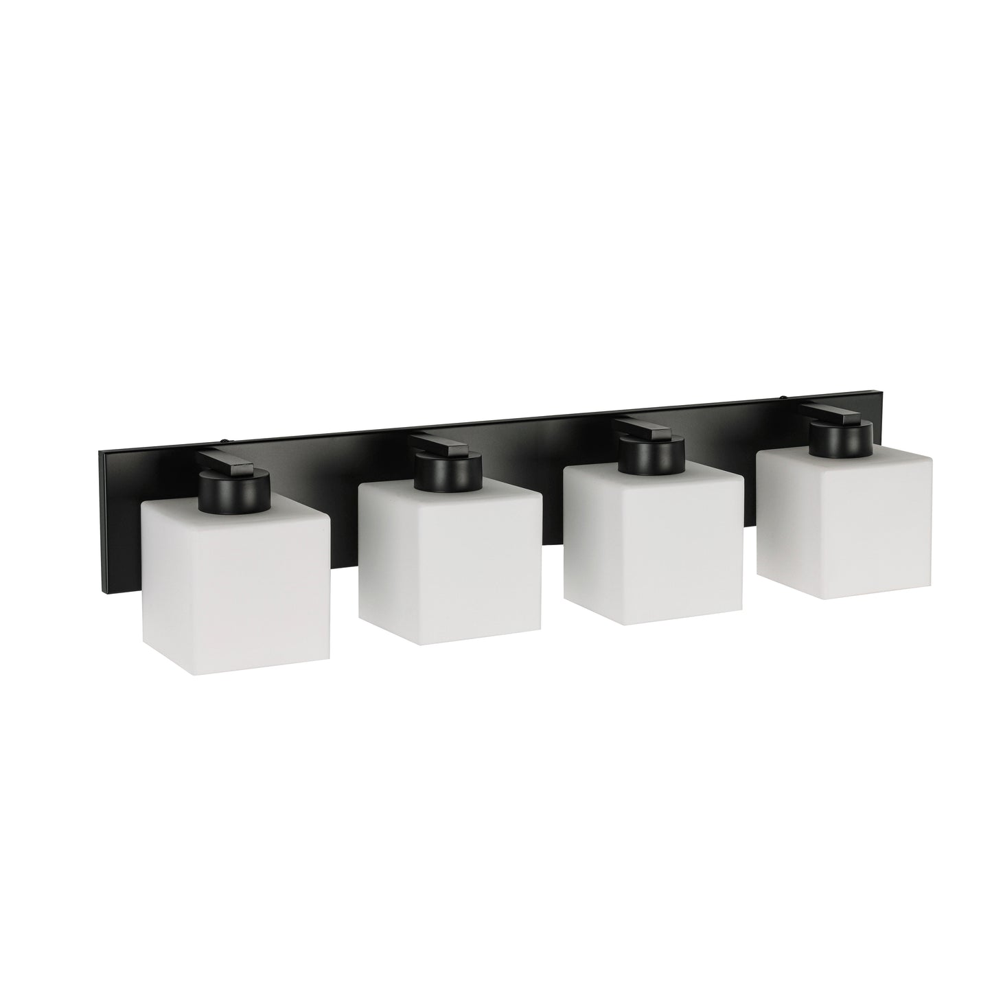 Dainolite 4 Light Vanity Matte Black with White Opal Glass