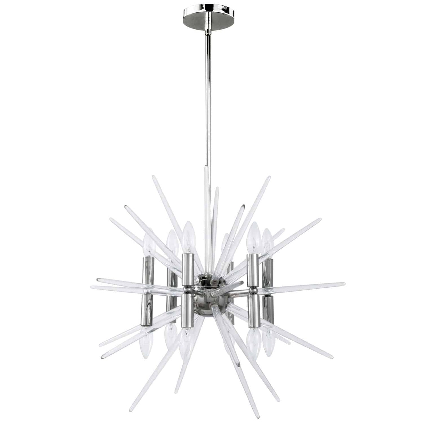 Dainolite VEL-2412C-PC 12 Light Incandescent Chandelier, Polished Chrome Finish with Clear Acrylic Spikes