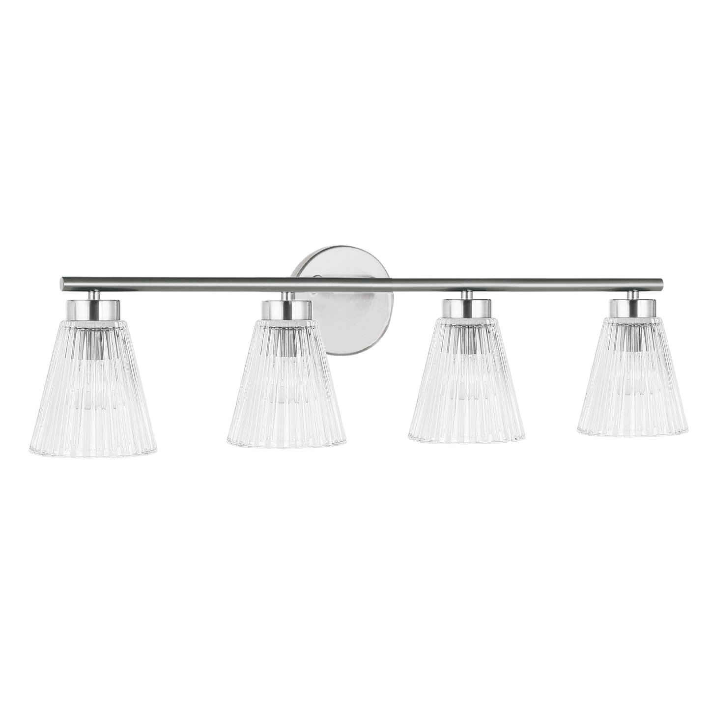 Dainolite 4 Light Incandescent Vanity Polished Chrome with Clear Ribbed Glass