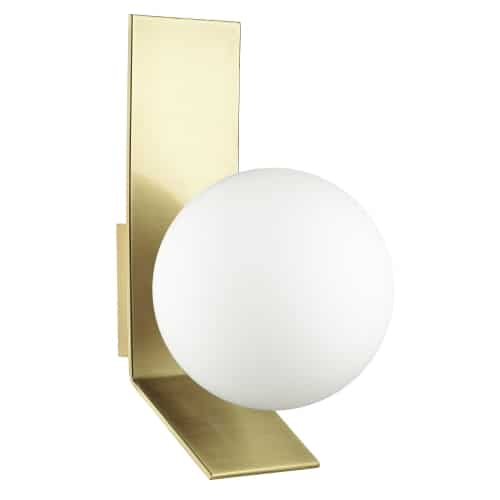 Dainolite VMT-81W-AGB 1 Light Halogen Wall Sconce, Aged Brass w/ Opal White Glass