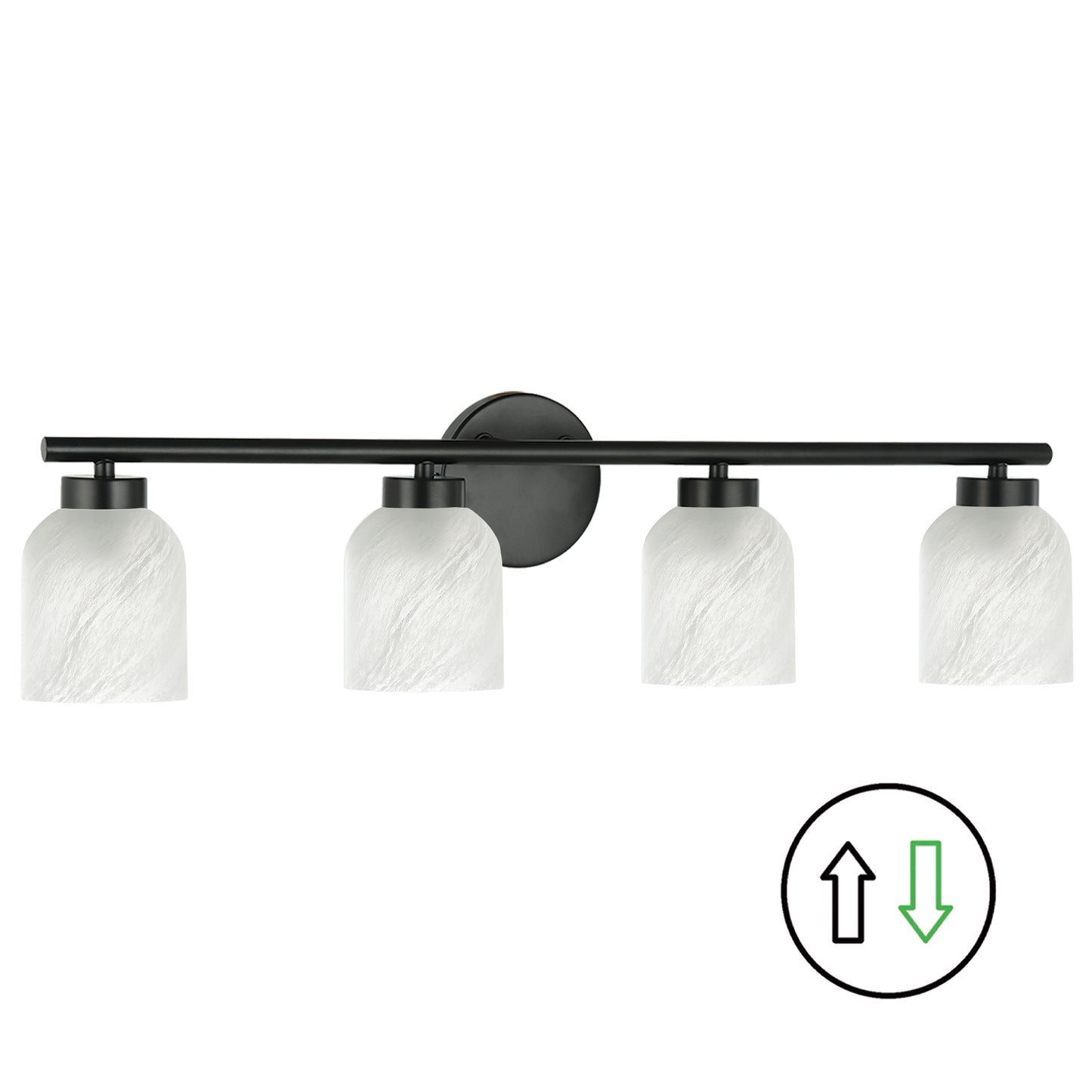 Dainolite 4LT Vanity, Matte Black w/ Faux Alabaster