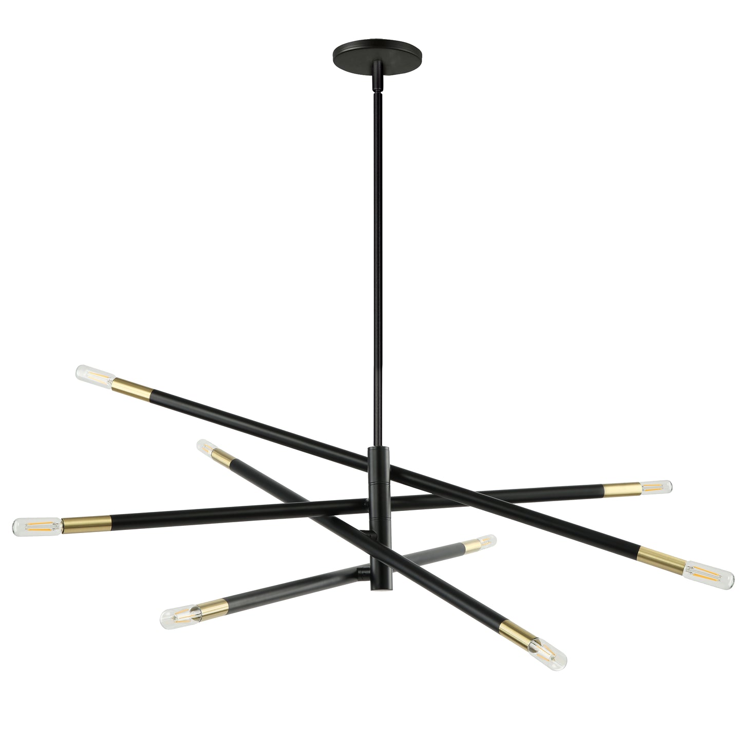 Dainolite 8 Light Incandescent Pendant, Matte Black and Aged Brass