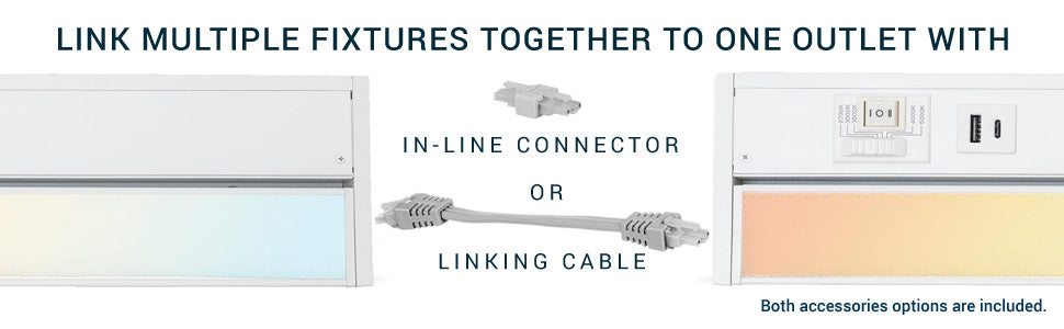 UC18-5K-HL-USB -------- 18" Swivel Series Fixture, 5-Color Selector Switch 2700/3000/3500/4000/5000, Plug-N-Play or Hardwired, USB-A & C Ports, High/Low/Off Selector