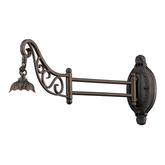 Mix-N-Match 1-Light Swingarm Wall Lamp in Tiffany Bronze (GLASS NOT INCLUDED)