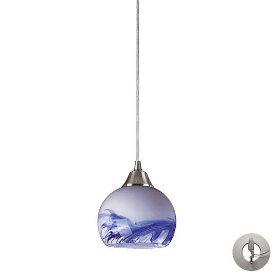 Mela 1-Light Mini Pendant in Satin Nickel with Hand-blown Mountain Glass - Includes Adapter Kit