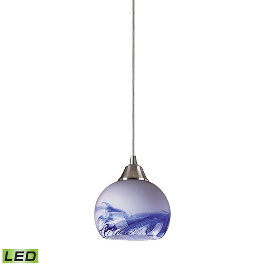 Mela 1-Light Mini Pendant in Satin Nickel with Hand-blown Mountain Glass - Includes LED Bulb