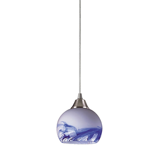 Mela 1-Light Mini Pendant in Satin Nickel with Hand-blown Mountain Glass