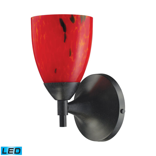 Celina 1-Light Wall Lamp in Dark Rust with Fire Red Glass - Includes LED Bulb