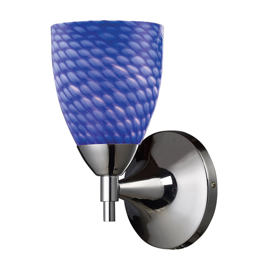 Celina 1-Light Wall Lamp in Polished Chrome with Sapphire Glass