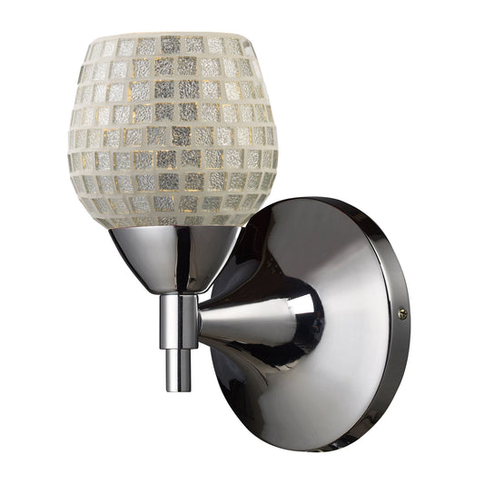 Celina 1-Light Wall Lamp in Polished Chrome with Silver Glass