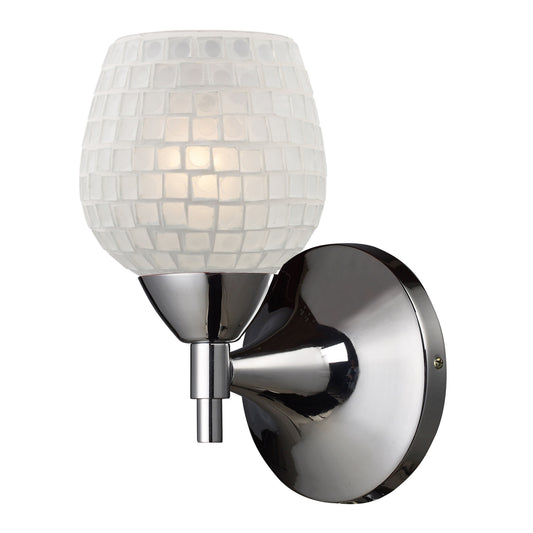 Celina 1-Light Wall Lamp in Polished Chrome with White Glass