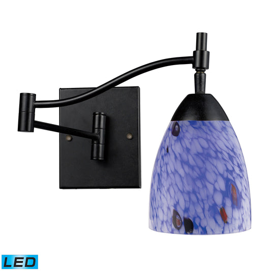 Celina 1-Light Swingarm Wall Lamp in Dark Rust with Starburst Blue Glass - Includes LED Bulb