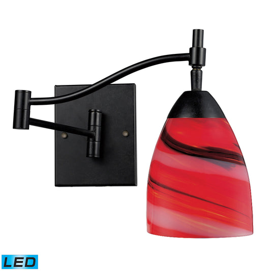 Celina 1-Light Swingarm Wall Lamp in Dark Rust with Candy Glass - Includes LED Bulb