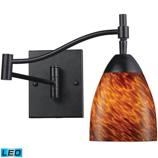 Celina 1-Light Swingarm Wall Lamp in Dark Rust with Espresso Glass - Includes LED Bulb