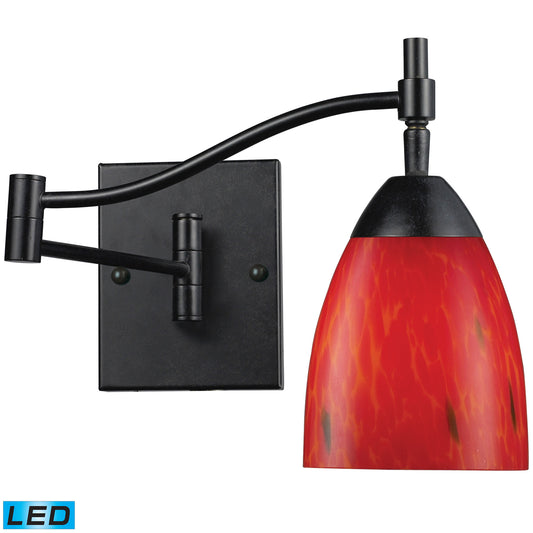 Celina 1-Light Swingarm Wall Lamp in Dark Rust with Fire Red Glass - Includes LED Bulb