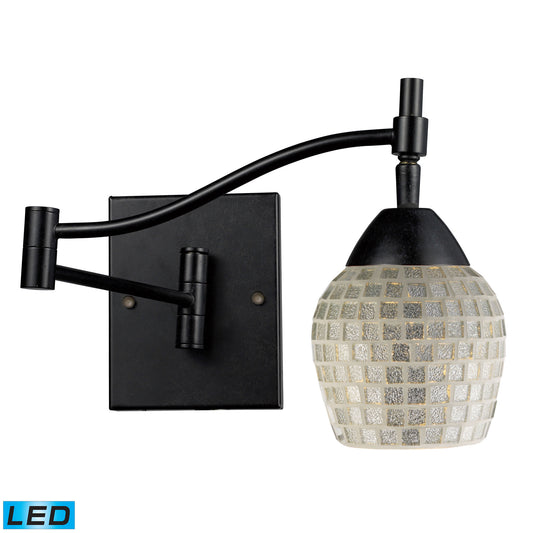 Celina 1-Light Swingarm Wall Lamp in Dark Rust with Silver Glass - Includes LED Bulb