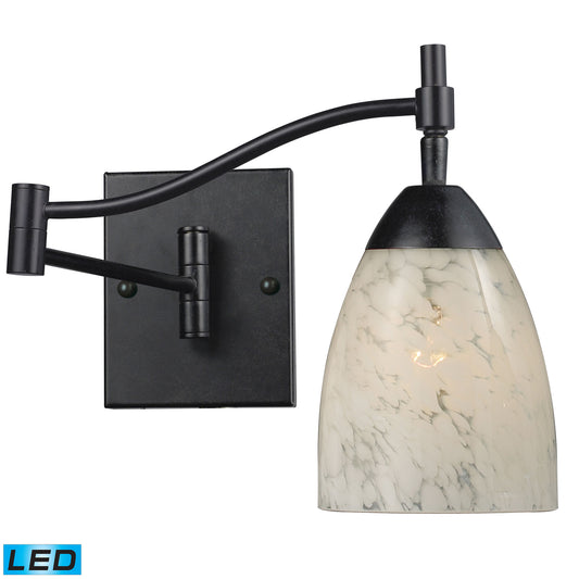Celina 1-Light Swingarm Wall Lamp in Dark Rust with Snow White Glass - Includes LED Bulb