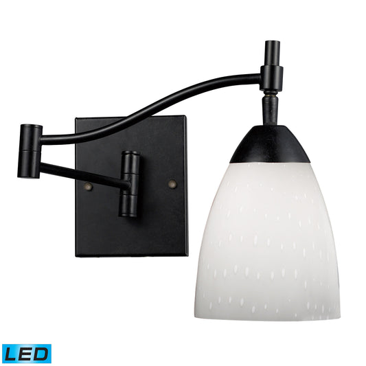 Celina 1-Light Swingarm Wall Lamp in Dark Rust with Simple White Glass - Includes LED Bulb