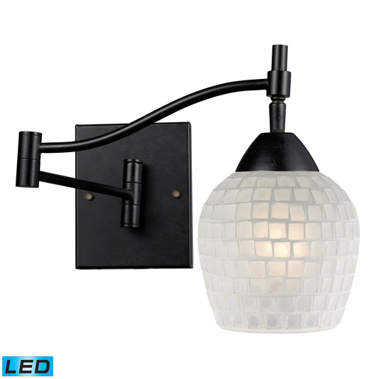 Celina 1-Light Swingarm Wall Lamp in Dark Rust with White Glass - Includes LED Bulb