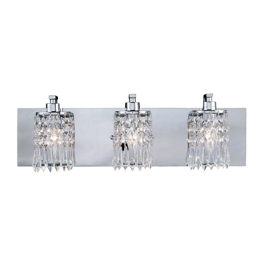 Optix 3-Light Vanity Sconce in Polished Chrome with Clear Crystal